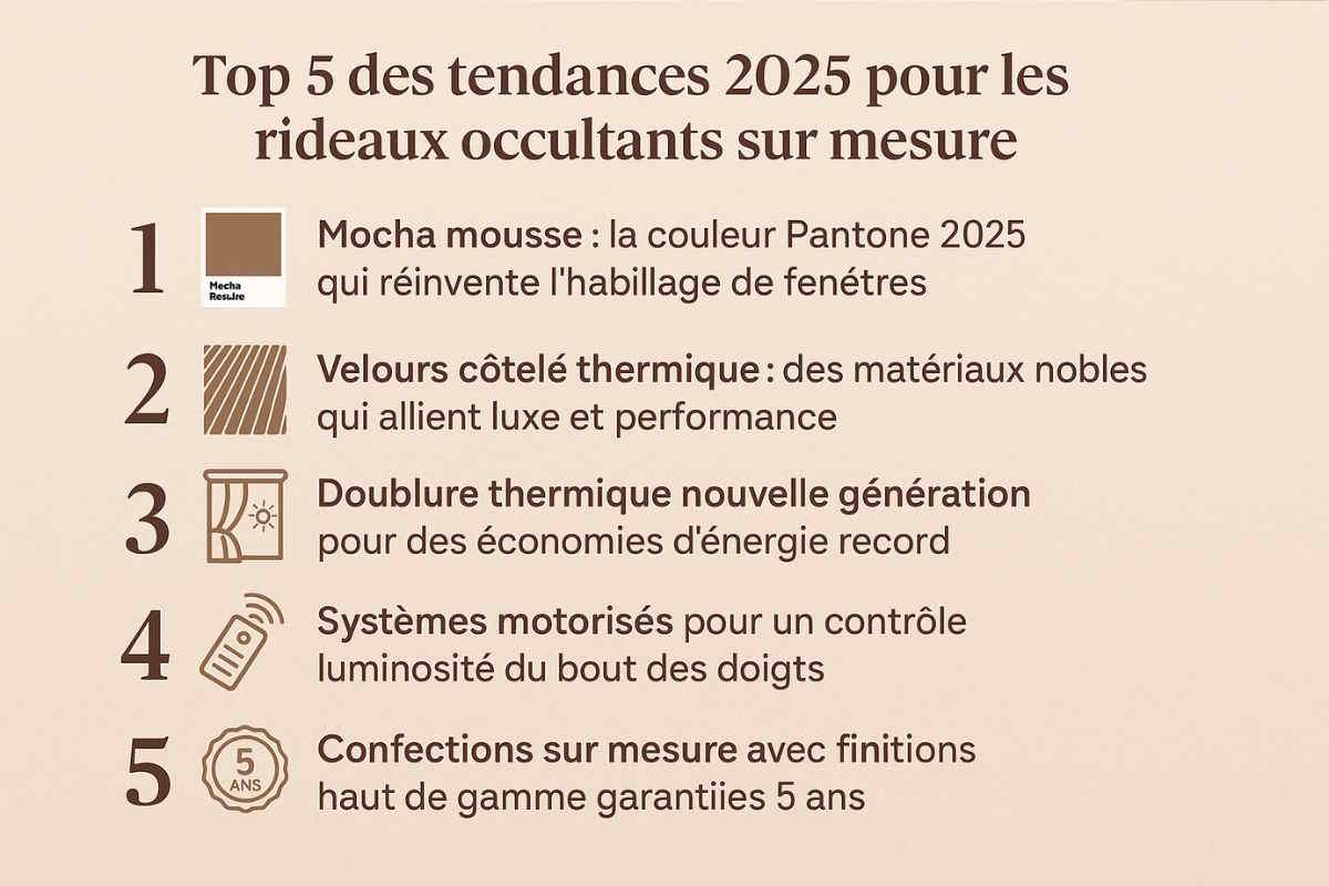 Top 5 tendances 2025 rideaux occultants sur mesure