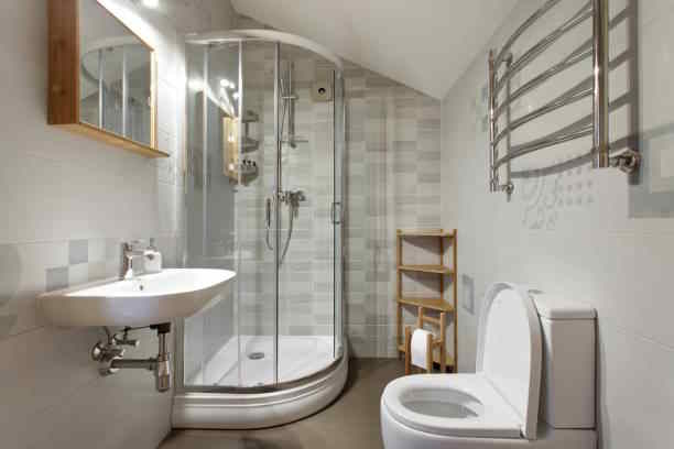 petite salle de bain receveur de douche paroi vitrée