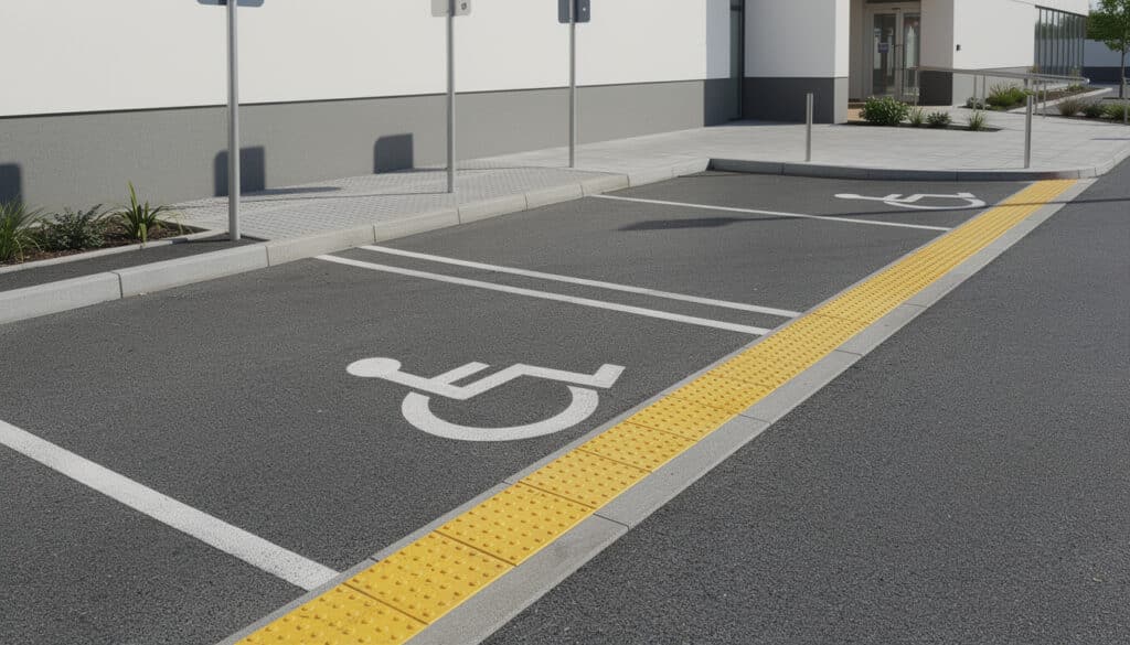 découvrez comment installer correctement des bandes de guidage podotactiles dans un parking pmr pour assurer l'accessibilité et la sécurité des personnes malvoyantes.