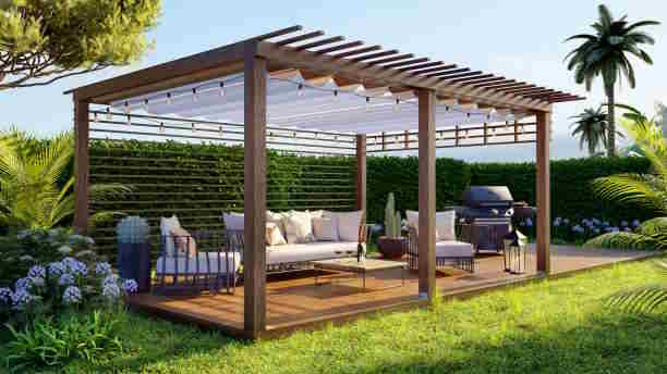 pergola fraîcheur été, toile d'ombrage coco pergola