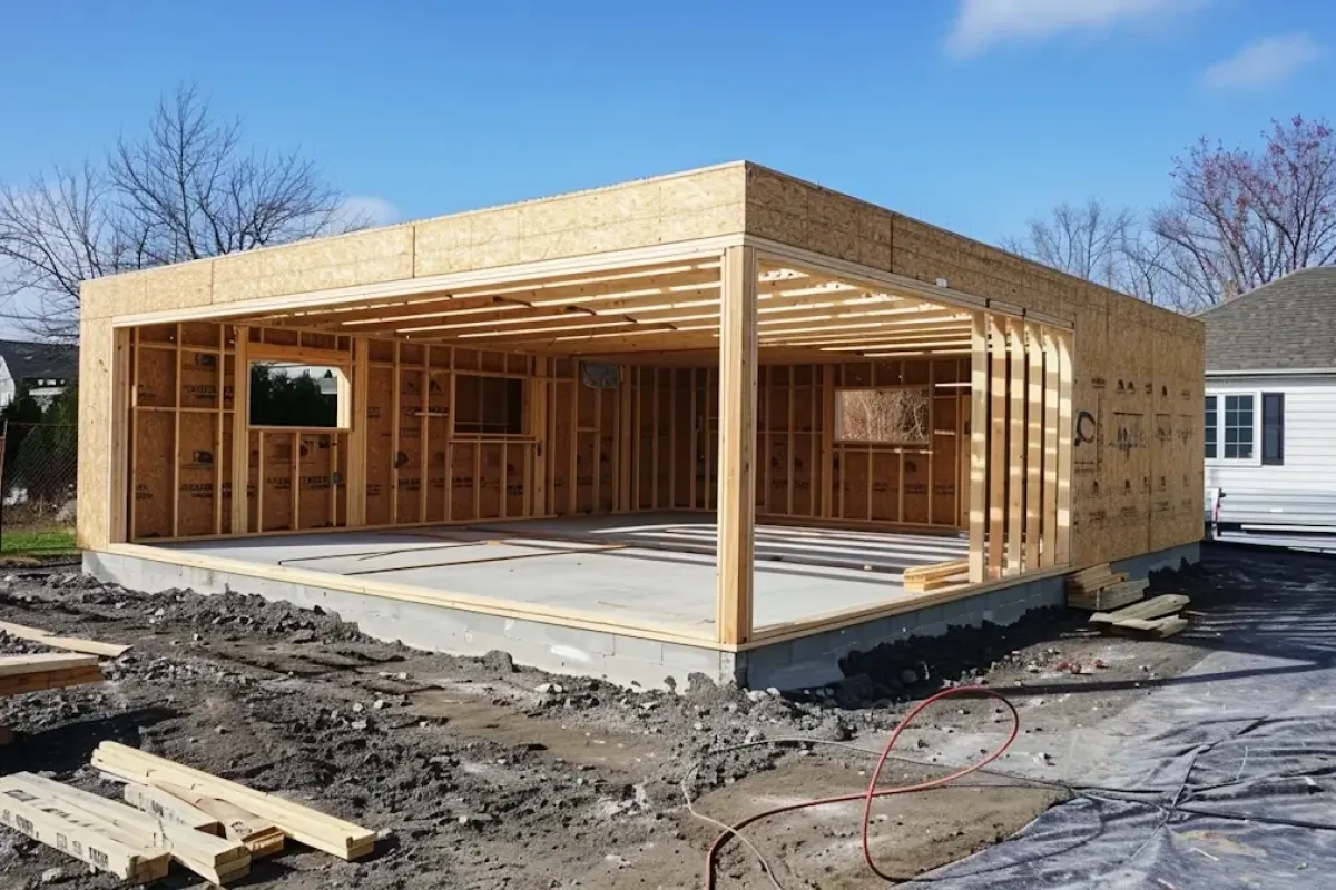 Construction d'un garage à ossature bois avec toit plat : toutes les étapes